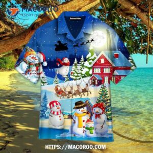 Christmas Santa Claus Family In Love Light Blue Aloha Hawaiian Shirt