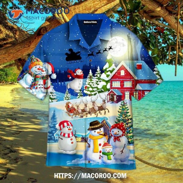 Christmas Santa Claus Family In Love Light Blue Aloha Hawaiian Shirt