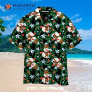 Christmas Snowman In Pine Tree Pattern Aloha Hawaiian Shirt