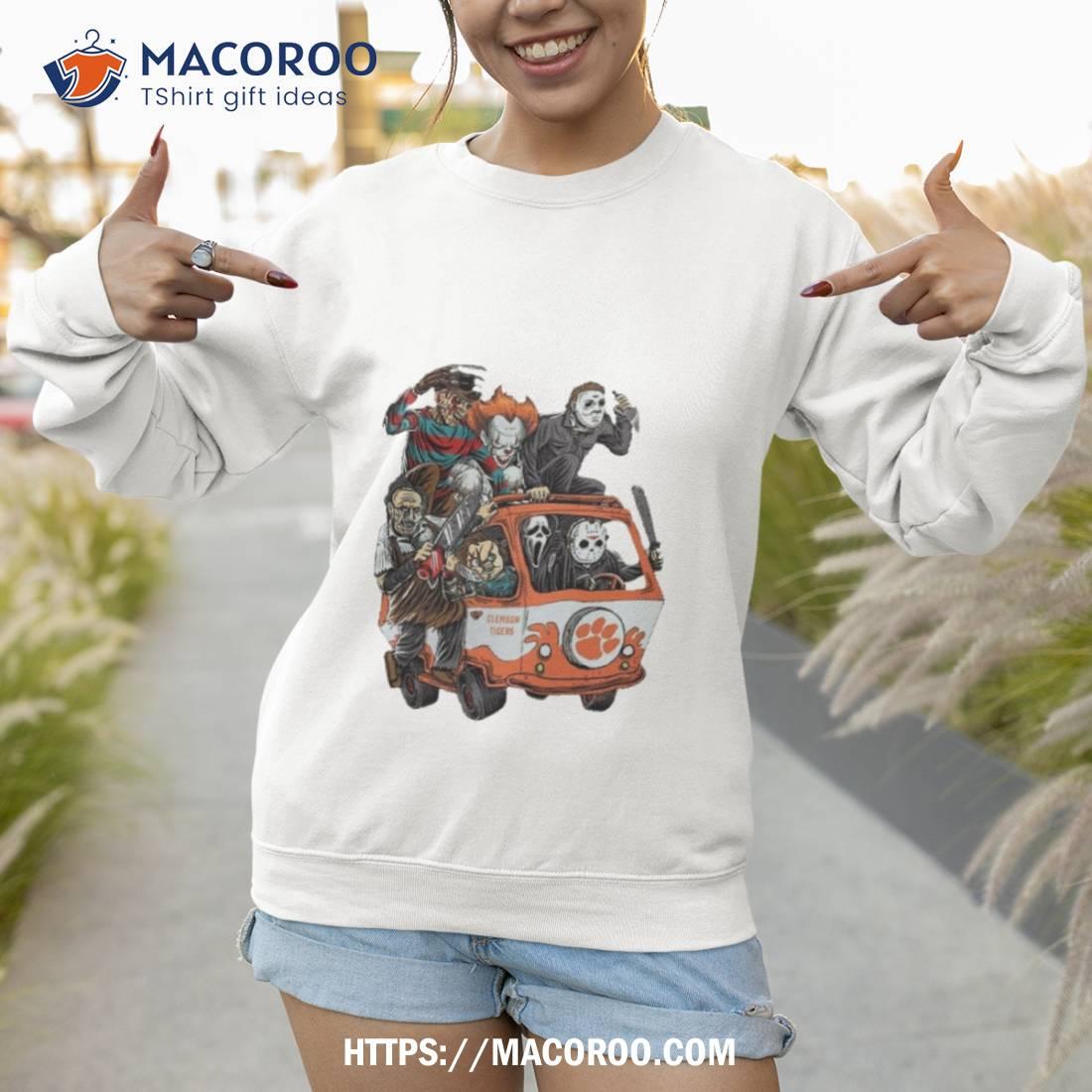 Clemson Tigers Horror Movies Characters Bus Halloween 2023 Shirt Clemson Tigers Horror Movies Characters Bus Halloween 2023 Shirt