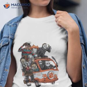 Clemson Tigers Horror Movies Characters Bus Halloween 2023 Shirt