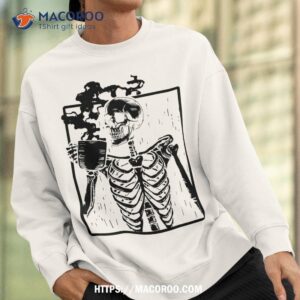 coffee drinking skeleton skull halloween costume shirt sweatshirt