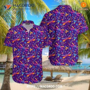 Colorful Dragonfly Insects And Flowers Aloha Hawaiian Shirt