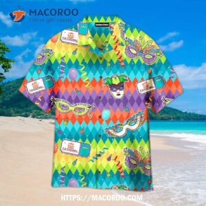 Colorful Mardi Gras Carnival Pattern Aloha Hawaiian Shirt