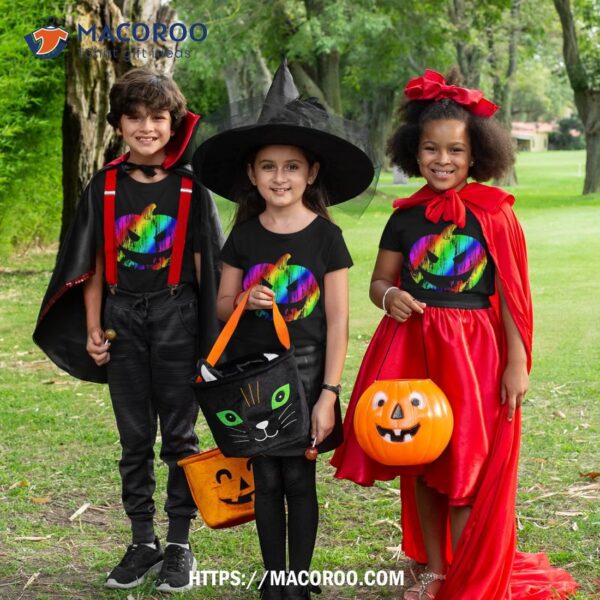 Colorful Rainbow Halloween Jack O Lantern Pumpkin Shirt