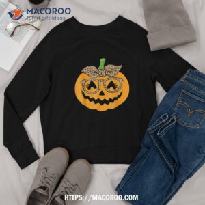 cute pumpkin leopard glasses and bandana halloween costume shirt sweatshirt