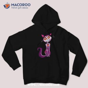 cute sugar skull mexican cat halloween dia de los muertos shirt hoodie