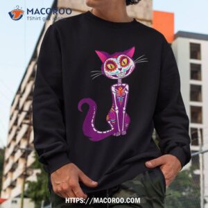 cute sugar skull mexican cat halloween dia de los muertos shirt sweatshirt