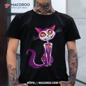 cute sugar skull mexican cat halloween dia de los muertos shirt tshirt