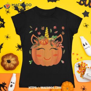 Cute Unicorn Pumpkin Shirts For Kids Halloween Thanksgiving Shirt