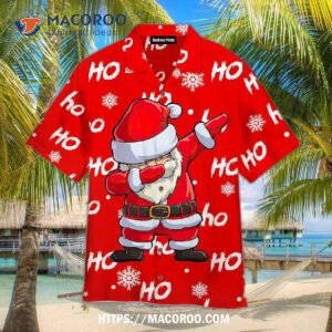 Dabbing Santa Claus Ho Christmas Red Aloha Hawaiian Shirt