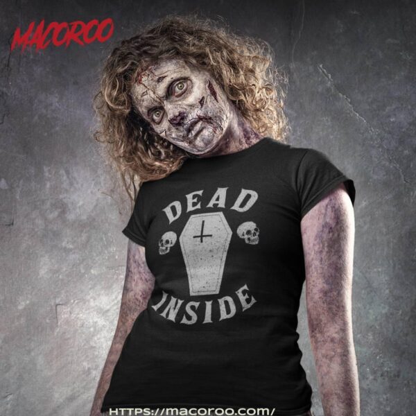 Dead Inside Coffin Cross Skull Halloween Funny Shirt