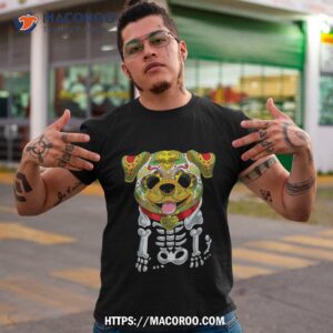 dia de los muertos and halloween sugar skull bulldog dog shirt tshirt