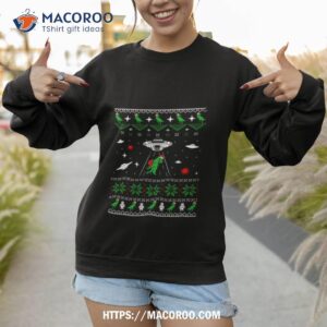 Dinosaur Ugly Christmas Sweater Alien Ufo T Rex Abduction Shirt 2 dinosaur ugly christmas sweater alien ufo t rex abduction shirt sweatshirt