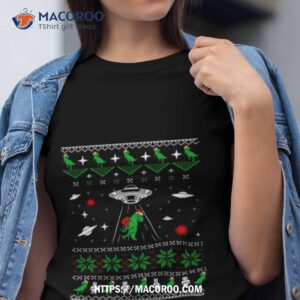 dinosaur ugly christmas sweater alien ufo t rex abduction shirt tshirt