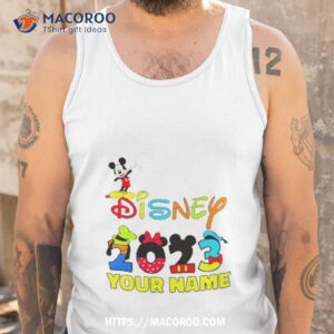 disney 2023 disney club your name mickey mouse minnie mouse donald duck pluto goofy cartoon characters disney vacation shirt tank top