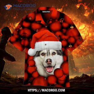 Dogs Siberian Husky Christmas Red Bauble Aloha Hawaiian Shirt