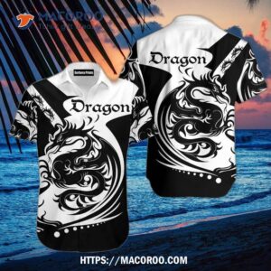 Dragon Tattoo Pattern Black And White Aloha Hawaiian Shirt