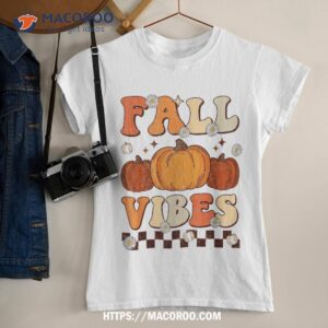 fall vibes retro groovy season leopard autumn shirt tshirt