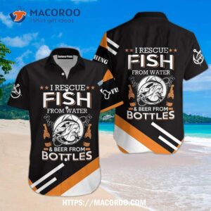 Fishing From Water And Beer Bottles Aloha Hawaiian Shirt