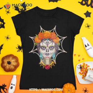 Floral Sugar Skull Day Of The Dead Halloween Design Shirt