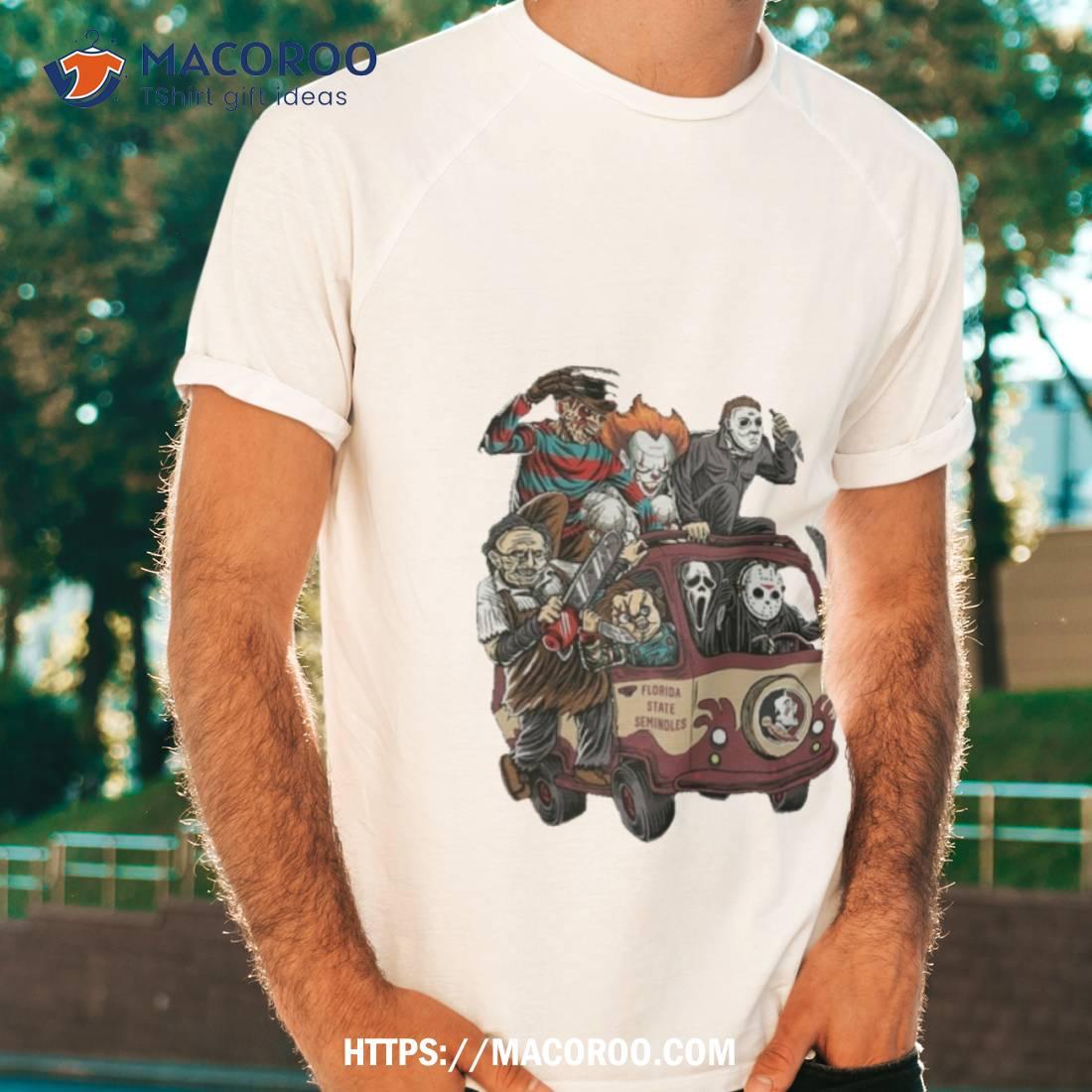 Florida State Seminoles Horror Movies Characters Bus Halloween 2023 Shirt Florida State Seminoles Horror Movies Characters Bus Halloween 2023 Shirt