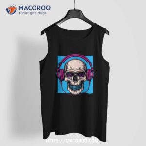 freaky mexican skull with headset halloween shirt tank top