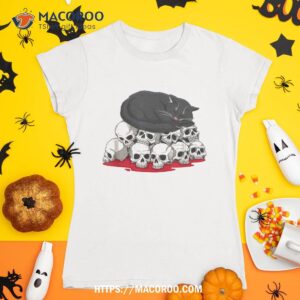 funny cat skull halloween kitten shirt tshirt 1