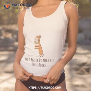 Funny Giraffe Holding A Stack Of Books Shirt