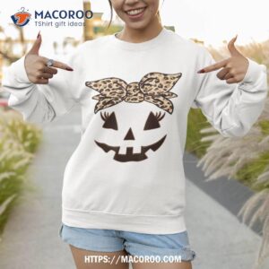 funny halloween jack o lantern leopard pumpkin girls shirt sweatshirt