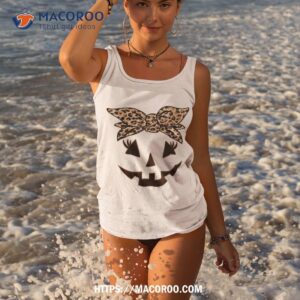 funny halloween jack o lantern leopard pumpkin girls shirt tank top