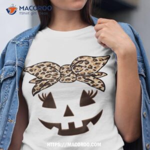 funny halloween jack o lantern leopard pumpkin girls shirt tshirt