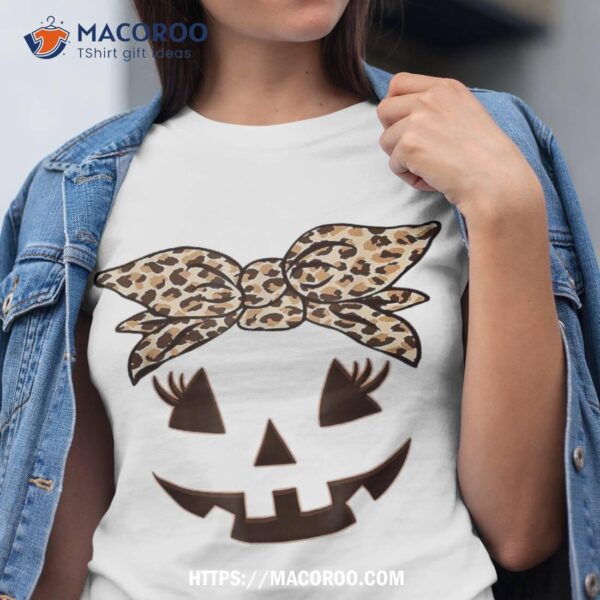 Funny Halloween Jack O Lantern Leopard Pumpkin Girls Shirt