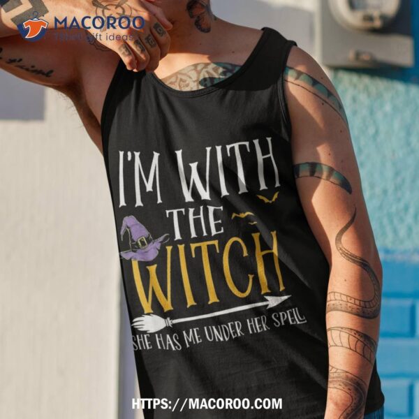 Funny Halloween Matching Couples Costume I’m With The Witch Shirt