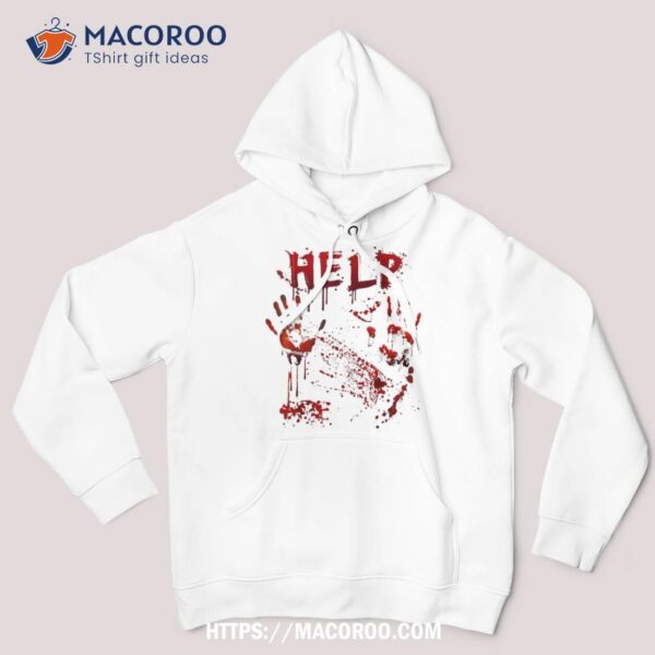 Funny Help Bloody Handprint Halloween Costume Matching Shirt