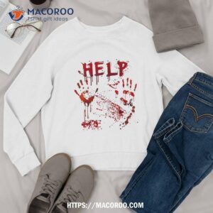 funny help bloody handprint halloween costume matching shirt sweatshirt