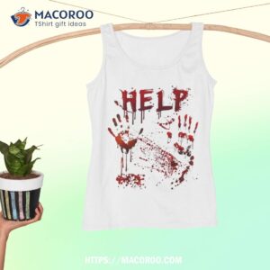 funny help bloody handprint halloween costume matching shirt tank top