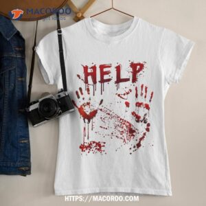 Funny Help Bloody Handprint Halloween Costume Matching Shirt