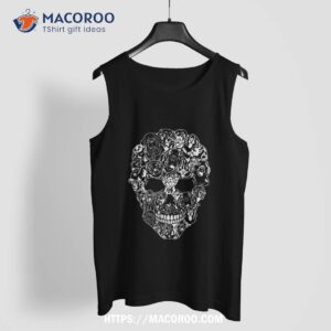 funny newfoundland skull dog skeleton halloween shirt tank top