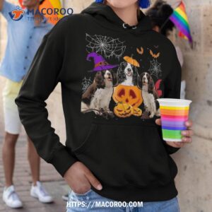 funny pumpkin witch english springer spaniel dog halloween shirt hoodie