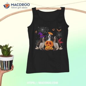 funny pumpkin witch english springer spaniel dog halloween shirt tank top