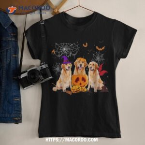 funny pumpkin witch golden retriever dog halloween gifts shirt tshirt