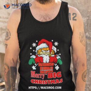 garfield cat as santa christmas shirt tank top