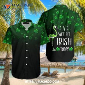 Green Flamigo Irish Partrick Day Clover Pattern Black Aloha Hawaiian Shirt