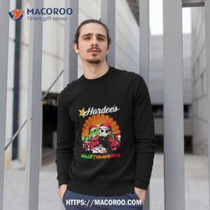 grinch and jack skellington hardee s hallothanksmas 2023 shirt sweatshirt 1