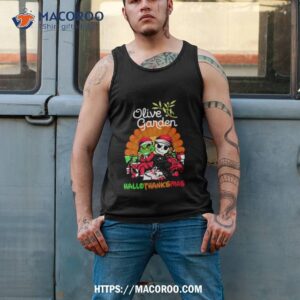 grinch and jack skellington olive garden hallothanksmas 2023 shirt tank top 2