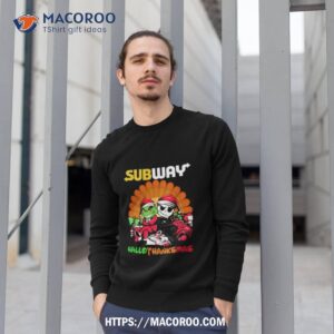 grinch and jack skellington subway hallothanksmas 2023 shirt sweatshirt 1