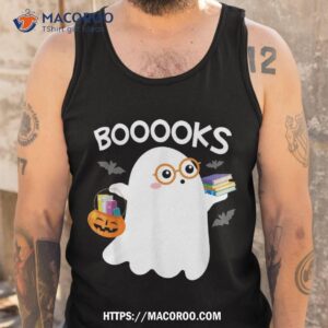 halloween booooks cute ghost reading library books shirt tank top