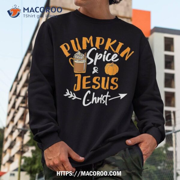 Halloween Christian Pumpkin Spice And Jesus Christ Fall Leaf Shirt