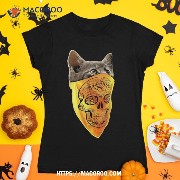 Halloween Day Of The Dead Skull Bandana Cat Shirts For